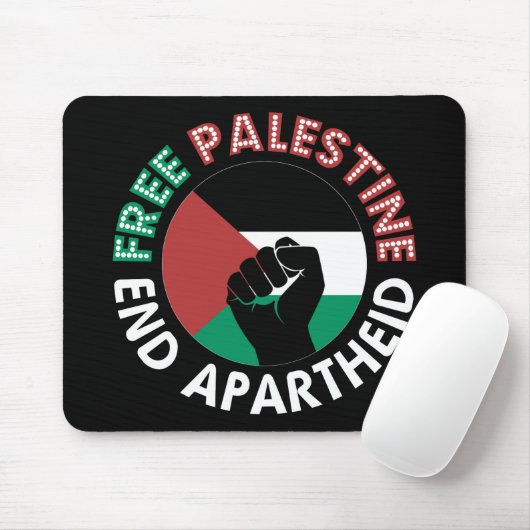 Free Palestine End Apartheid Flag Schwarz Mousepad (Mit Mouse)