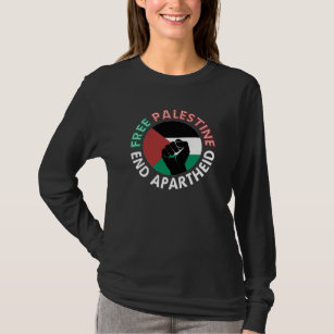 Free Palestine End Apartheid Flag Schwarz T-Shirt