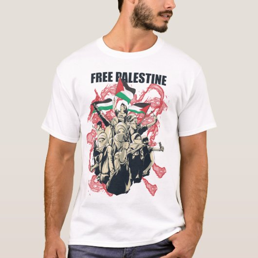 Free Palestine Flag Arabische Unterstützung T - Sh T-Shirt (Vorderseite)