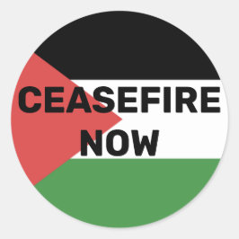 FREE PALESTINE FLAG CEASEFIRE JETZT ROT BLACK GREE RUNDER AUFKLEBER