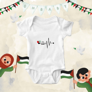 "Free Palestine" Flag Heartbeat Boy Girl Baby Strampler