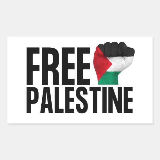 Free Palestine Handfist Palestinian Flag Bold Rechteckiger Aufkleber (Vorderseite)