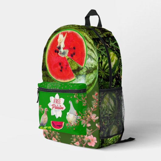 Free Palestine Inspiration Watermelon Jasmine Hope Bedruckter Rucksack (Rückseitige Ecke Rechts)