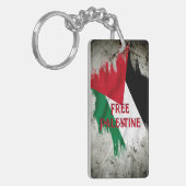 Free Palestine Paint Brush Style Torn Flag Schlüsselanhänger (Vorderseite links)