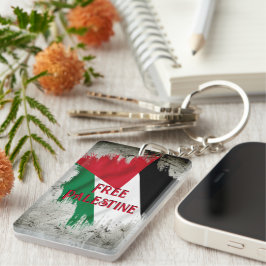 Free Palestine Paint Brush Style Torn Flag Schlüsselanhänger