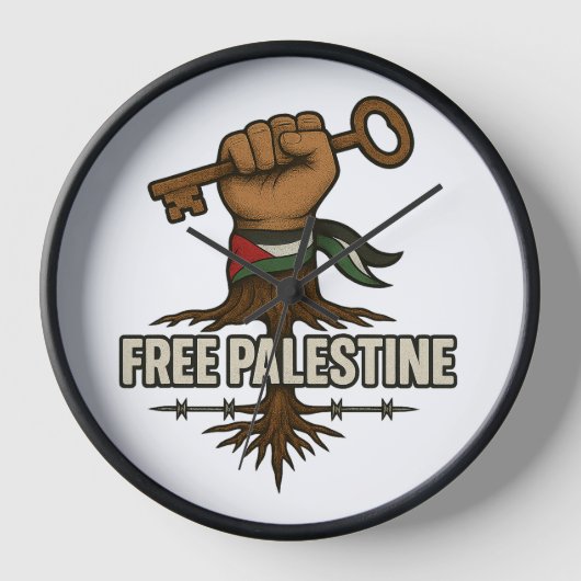 Free Palestine Wall Clock – Symbol of Hope Uhr (Vorderseite)