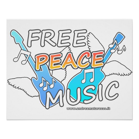 Free Peace Music Glossy Poster (Vorderseite)