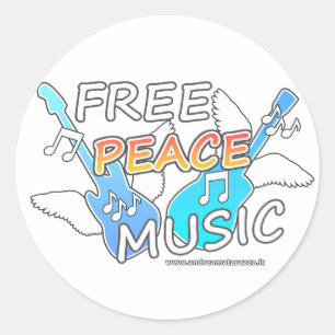 Free Peace Music Runder Aufkleber