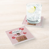 Free Puppy Kisses Valentine Dog Glasuntersetzer (Schrägansicht)