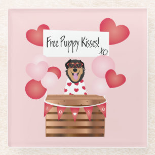 Free Puppy Kisses Valentine Dog Glasuntersetzer