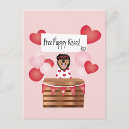 Free Puppy Kisses Valentine Dog Pink Postkarte