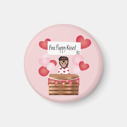Free Puppy Kisses Valentine Dog Red Magnet (Vorne)