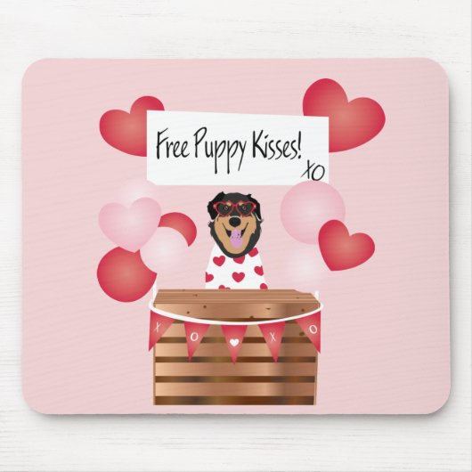 Free Puppy Kisses Valentine Dog Red Mousepad (Vorne)