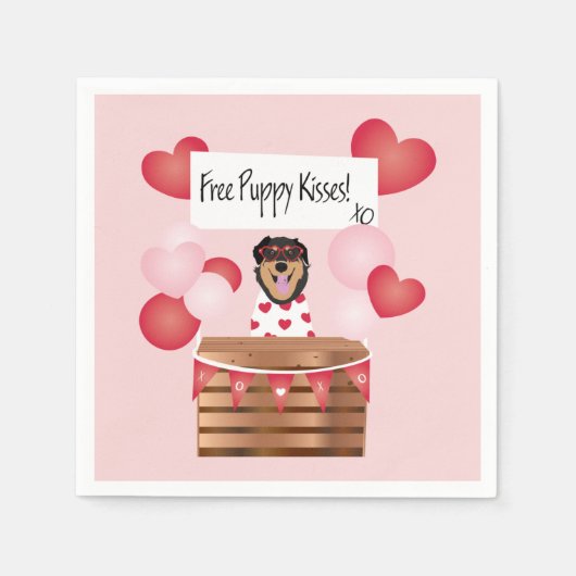 Free Puppy Kisses Valentine Dog Serviette (Vorderseite)