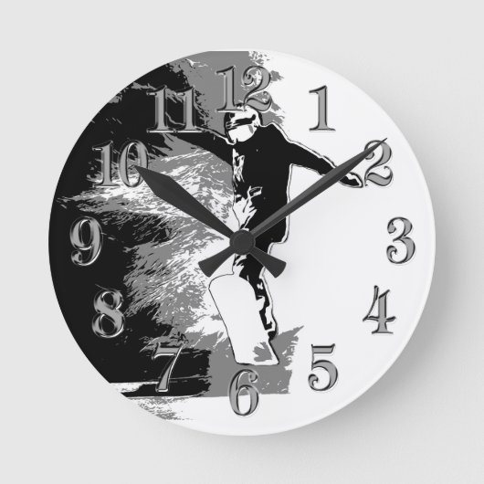 Free-riding - Snowboarder   Round Clock Runde Wanduhr (Vorderseite)