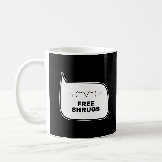 FREE SHRUGS Funny Kaomoji japanische Emoticons Kaffeetasse (Links)