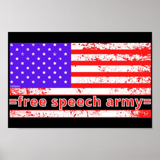 FREE SPEECH ARMY Not leidende amerikanische Flagge Poster (Vorne)
