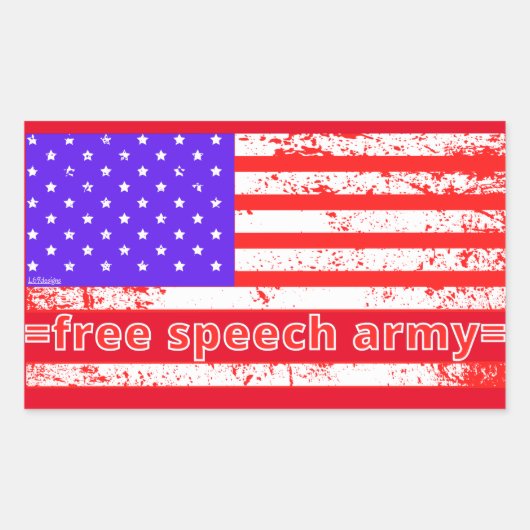 FREE SPEECH ARMY Not leidende amerikanische Flagge Rechteckiger Aufkleber (Vorderseite)