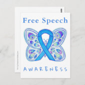 Free Speech Blue Awareness Ribbon Butterfly Cards Postkarte (Vorne/Hinten)