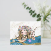 *~* Free Spirit Blume Kinderlesen Gold Blue Postkarte (Stehend Vorderseite)