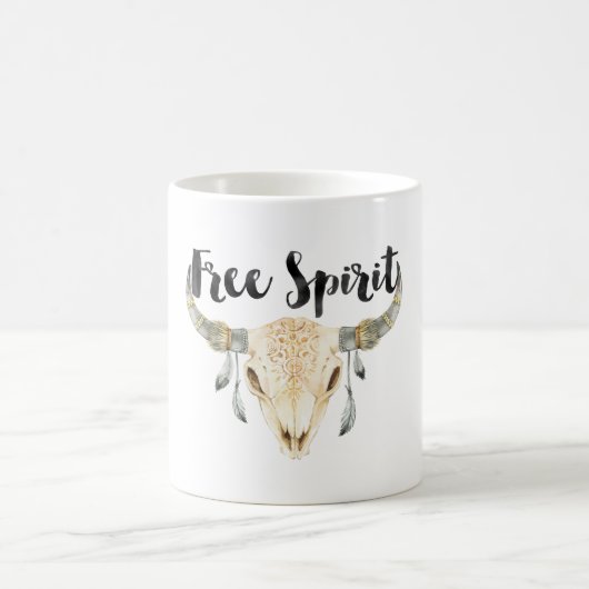 Free Spirit Bull Head mit Federn Kaffeetasse (Mittel)