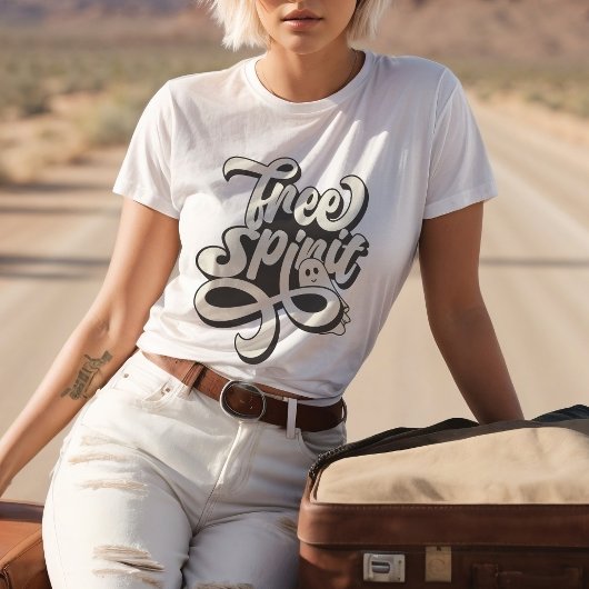 Free Spirit Halloween Ghost Retro Style T - Shirt