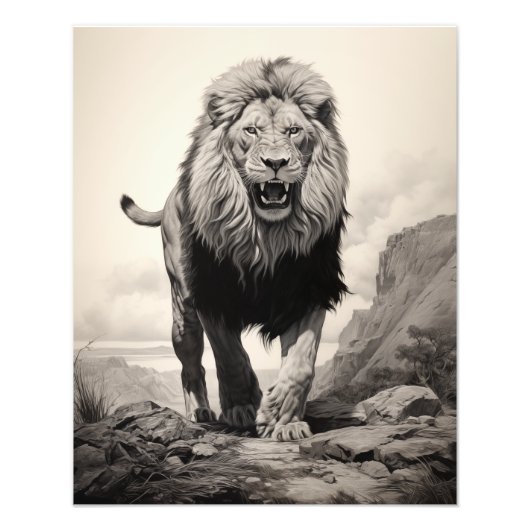 Free Spirit Lion Black and White Fotodruck (Vorne)