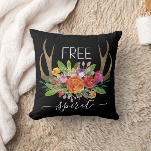Free Spirit Modern Boho Chic Blume Antler Kissen