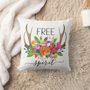 Free Spirit Modern Boho Chic Blume Antler Kissen