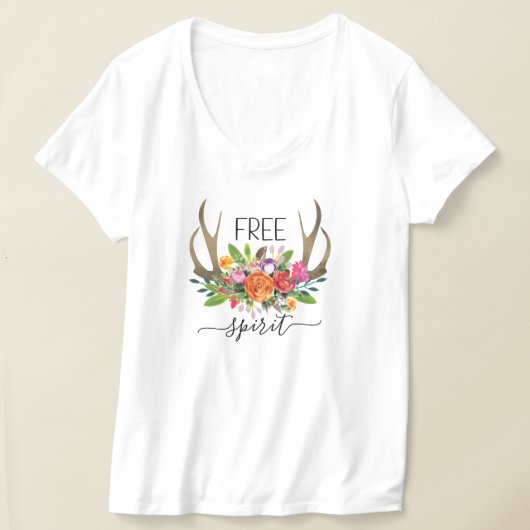 Free Spirit Modern Boho Chic Blume Antler T-Shirt (Ablage )