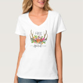 Free Spirit Modern Boho Chic Blume Antler T-Shirt (Vorderseite)