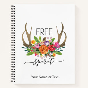 Free Spirit Modern Boho Chic Blume Rose Antler Notizblock