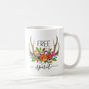 Free Spirit Modern Boho Chic Flowers Antlers Kaffeetasse