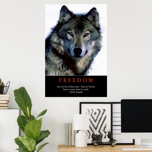 Free Spirit Motivierend Wolf Eyes Poster Print (Heimbüro)