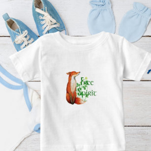 Free Spirit Niedlich Watercolor Fox Baby T-shirt