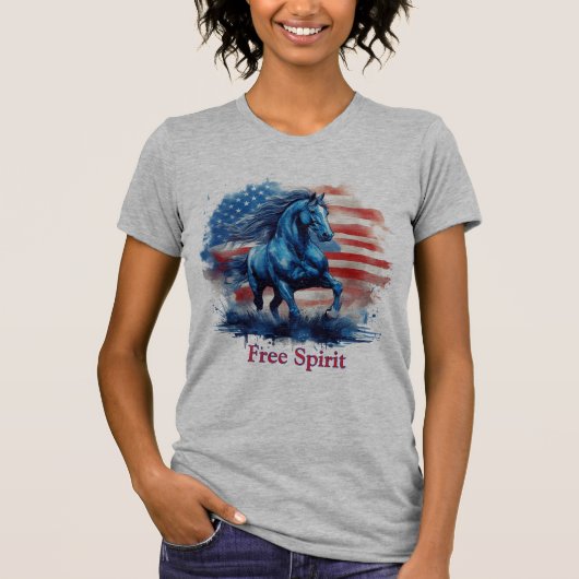 Free Spirit Patriotic Horse T-Shirt (Vorderseite)