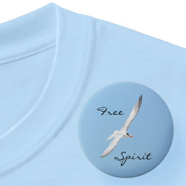 Free Spirit Royal Tern Flying Blue Sky Button