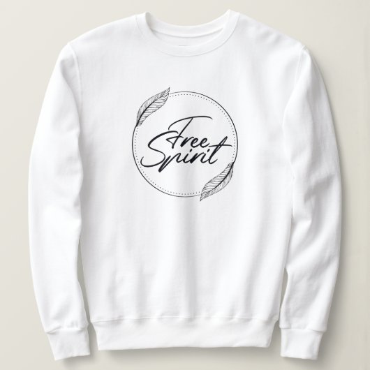 Free Spirit Yoga Zitat mit Federn Sweatshirt (Design vorne)
