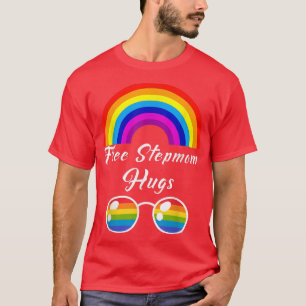 Free Stepama Hugs LGBT Rainbow Sunglasses Gay Prid T-Shirt