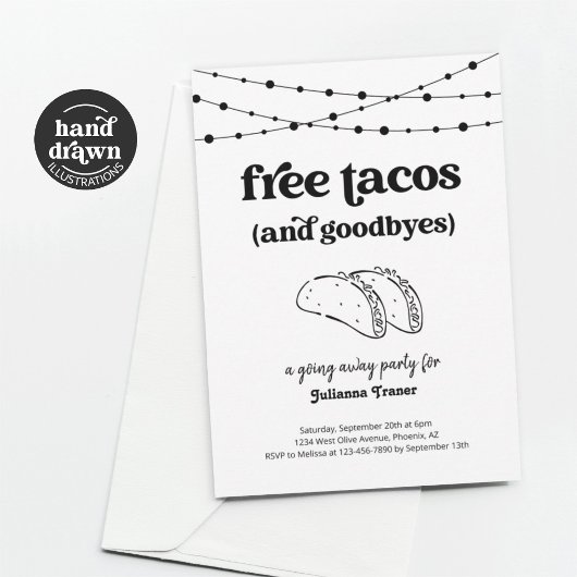 Free Taco Funny Goway Away Party Einladung