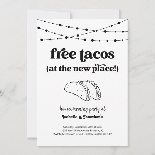 Free Taco Funny Housewarming Party Einladung (Vorderseite)