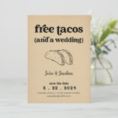 Free Tacos Funny Save the Date Card Einladung (Stehend Vorderseite)