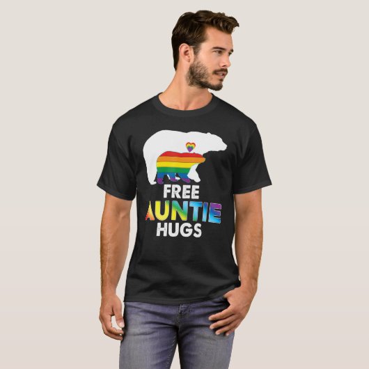 Free Tanttie Hugs Rainbow Bear Lgbt Pride Gay Lesb T-Shirt (Vorne ganz)