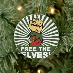 Free the elves! keramik ornament