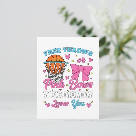 Free Throws oder Pink Bows Mommy Lieben Sie Postkarte (Stehend Vorderseite)