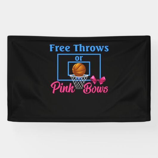 Free Throws or Pink Bows Gender Reveal Designs Banner (Horizontal)