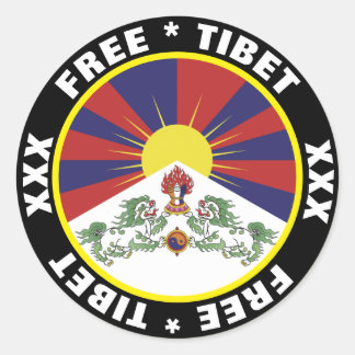 Free Tibet Aufkleber, tibetische Flagge Runder Aufkleber