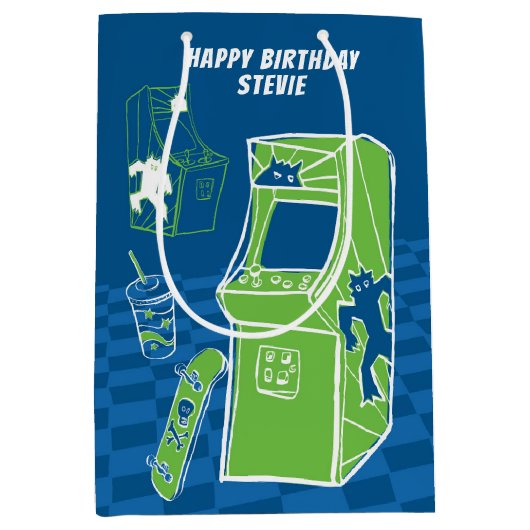 Free Time Arcade Medium Geschenktasche Mittlere Geschenktüte (Vorderseite)