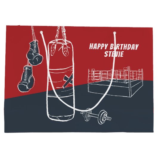 Free TIme Boxing Große Geschenktasche Geschenktüte (Rückseite)