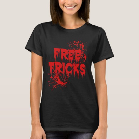 Free Tricks Trick oder Treten Spooky Boo Geist Hal T-Shirt (Vorderseite)